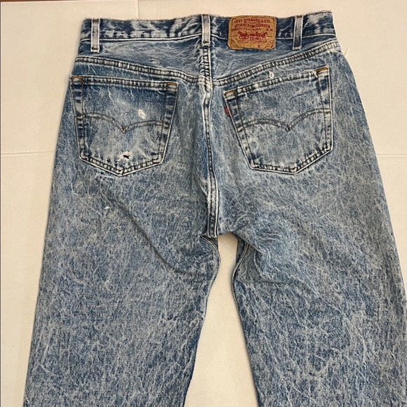 VINTAGE 80’s LEVI’S 501 MADE IN USA ACID WASH GRUNGE DENIM JEANS - Picture 6 of 16